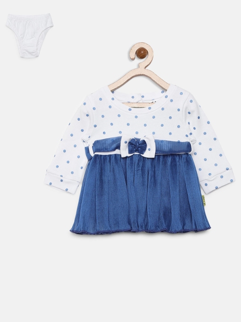 

Gini and Jony Girls Blue & White Polka Dots Fit & Flare Dress