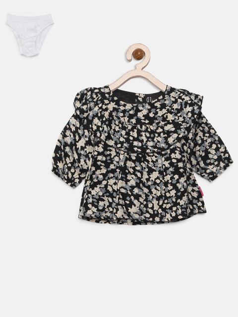 

Gini and Jony Girls Black Printed A-Line Dress