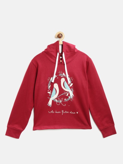 

Palm Tree Girls Maroon Printed Hooded Sweatshirt