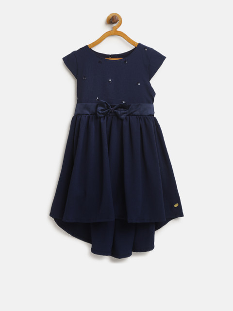 

Palm Tree Girls Navy Blue Embellished Detail Fit and Flare Dress