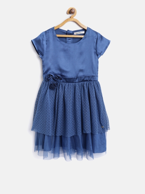 

Palm Tree Girls Navy Blue Solid Fit & Flare Dress