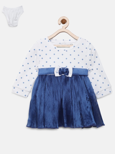 

Gini and Jony Girls Blue & White Polka Dot Print Fit & Flare Dress