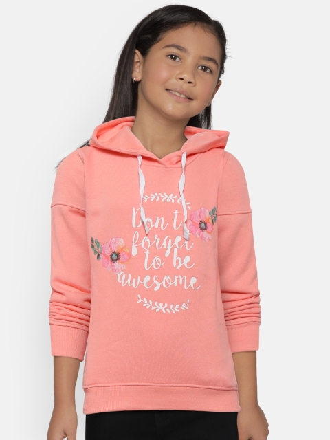 

Palm Tree Girls Peach-Coloured Printed Hooded Sweatshirt