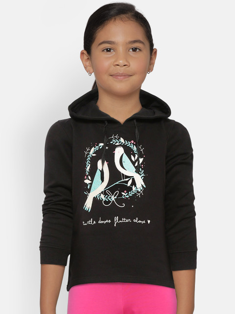 

Palm Tree Girls Black & Off-White Printed Hooded Sweatshirt