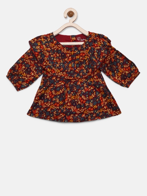 

Gini and Jony Girls Maroon & Navy Floral Print Fit & Flare Dress