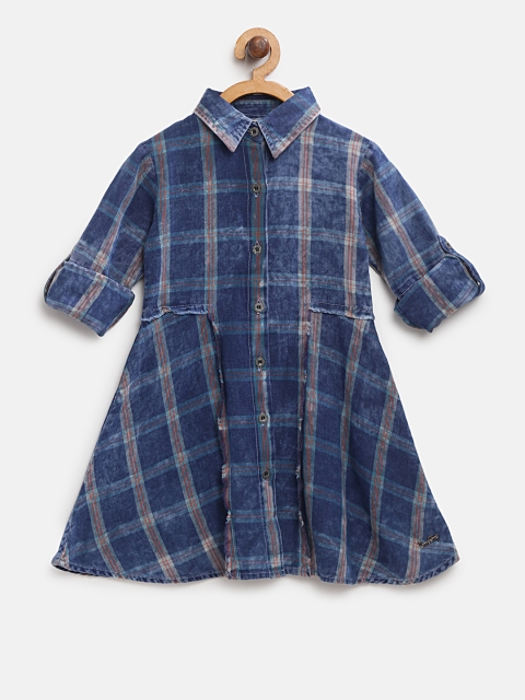 

Gini and Jony Girls Blue Checked Shirt Dress