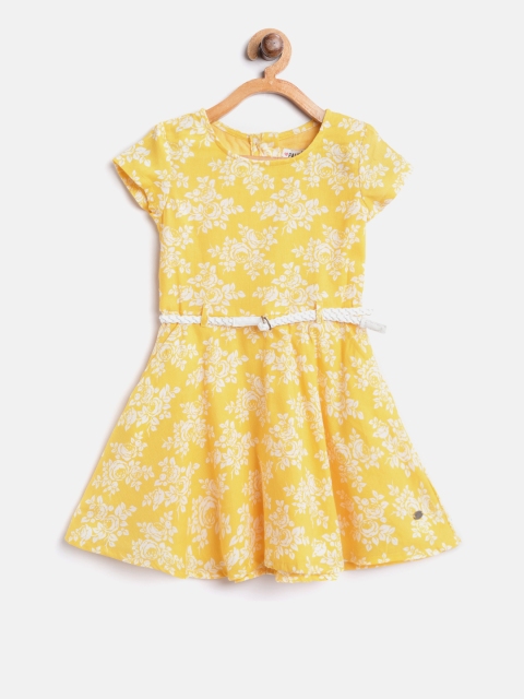 

Palm Tree Girls Yellow & White Printed Fit & Flare Dress
