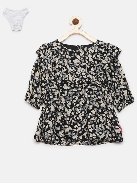 

Gini and Jony Girls Black Printed A-Line Dress