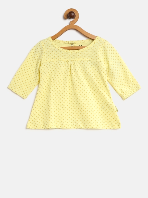 

Gini and Jony Girls Yellow & Mustard Brown Heart Print A-Line Dress