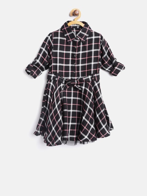 

Palm Tree Girls Black & White Checked Layered Fit & Flare Dress