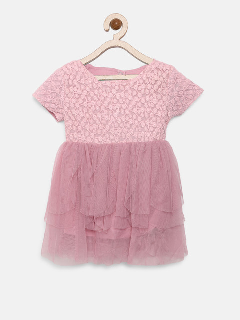 

Gini and Jony Girls Pink Embroidered Fit & Flare Dress