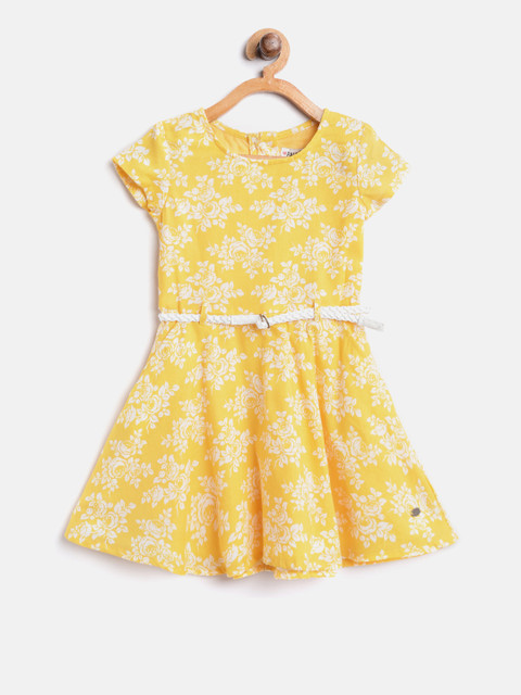 

Palm Tree Girls Yellow & White Printed Fit & Flare Dress