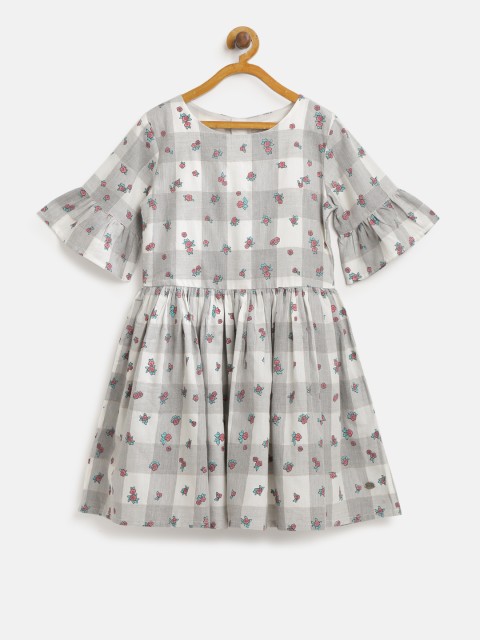 

Palm Tree Girls Grey & White Checked Fit & Flare Dress