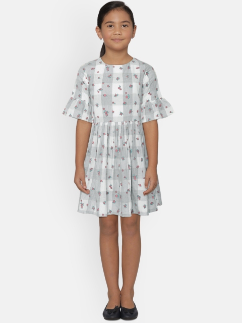 

Palm Tree Girls Grey & Pink Printed Fit & Flare Dress