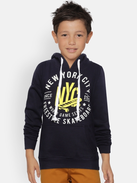 

Palm Tree Boys Navy Blue Printed Hooded Sweatshirt