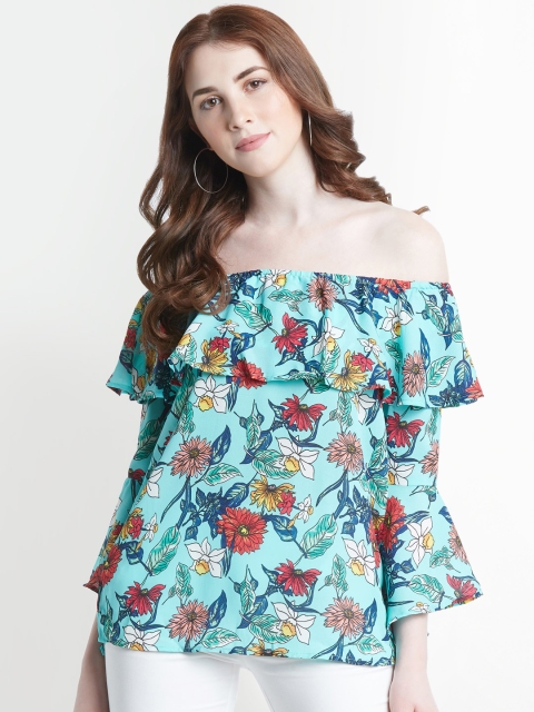

Honey by Pantaloons Women Blue Printed Bardot Top
