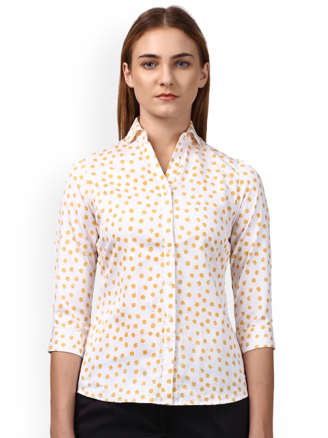 

Park Avenue Women Yellow & White Printed Casual Shirt