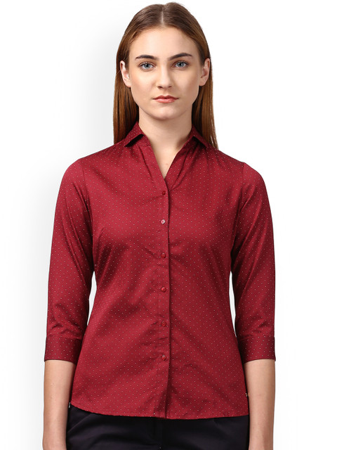 

Park Avenue Women Maroon Printed Formal Shirt