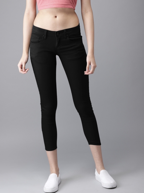 

Moda Rapido Women Black Skinny Fit Mid-Rise Clean Look Stretchable Cropped Jeans