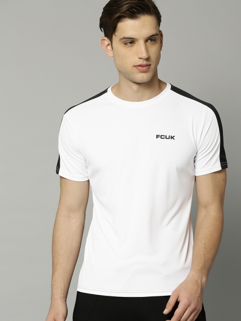 

French Connection Men White Solid Round Neck T-shirt