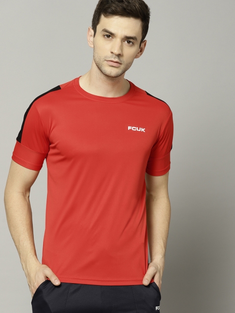 

French Connection Men Red Solid Round Neck T-shirt