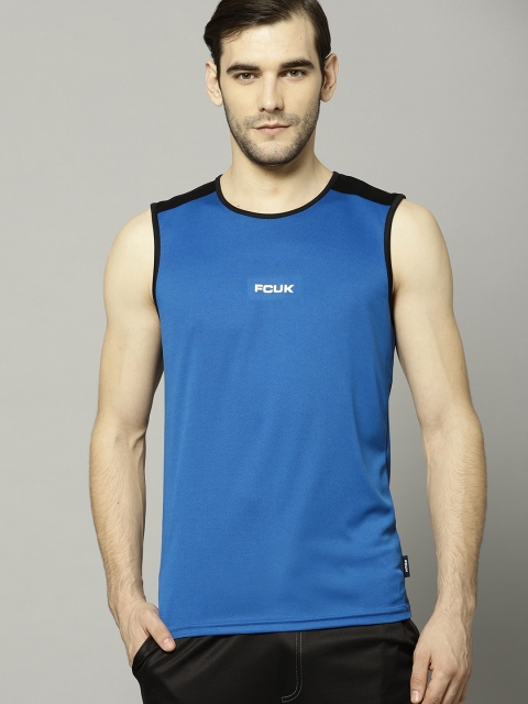 

French Connection Men Blue Solid Round Neck T-shirt