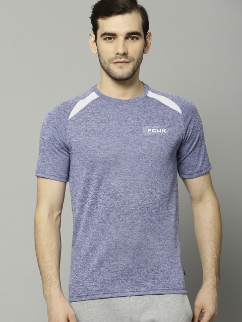 

French Connection Men Blue Solid Round Neck T-shirt