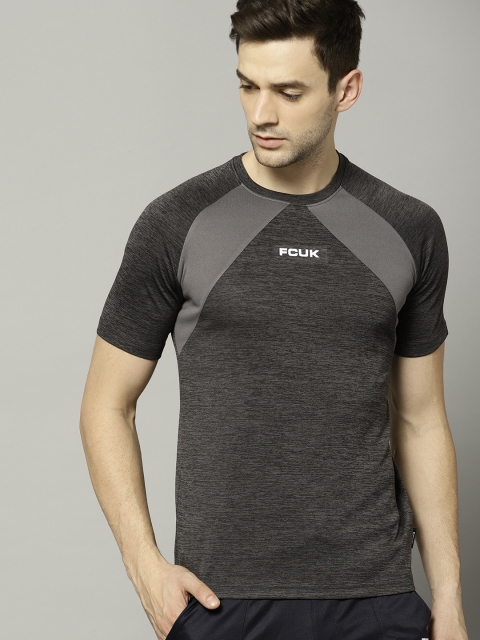 

French Connection Men Grey Solid Round Neck T-shirt