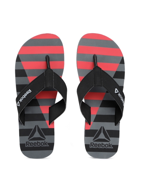 

Reebok Men Black & Pink Cayman LP Striped Thong Flip-Flops
