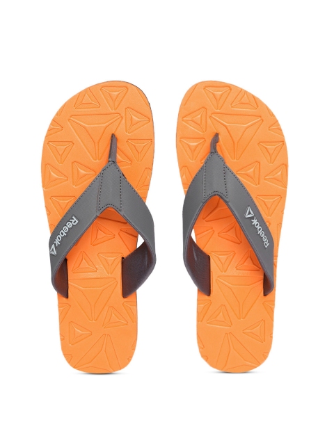 

Reebok Men Charcoal Grey & Orange KELSO LP Textured Thong Flip-Flops
