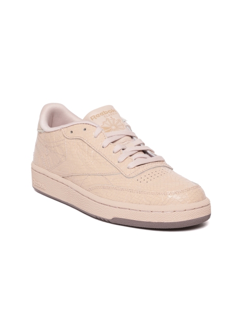

Reebok Classic Women Peach-Coloured Club C 85 Snakeskin Texture Leather Sneakers