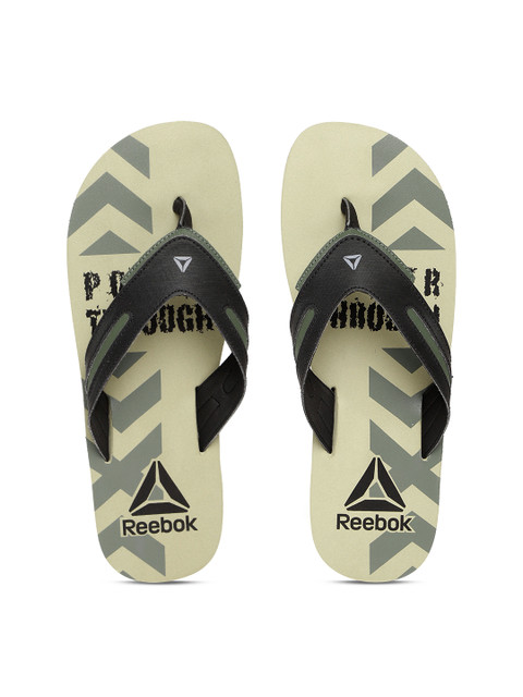 

Reebok Men Black & Beige Bronn Printed Thong Flip-Flops