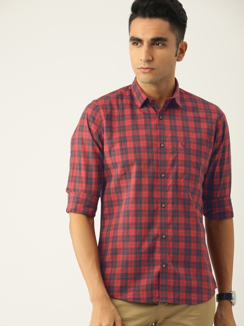 

Allen Solly Men Red & Navy Blue Checked Slim Fit Casual Shirt