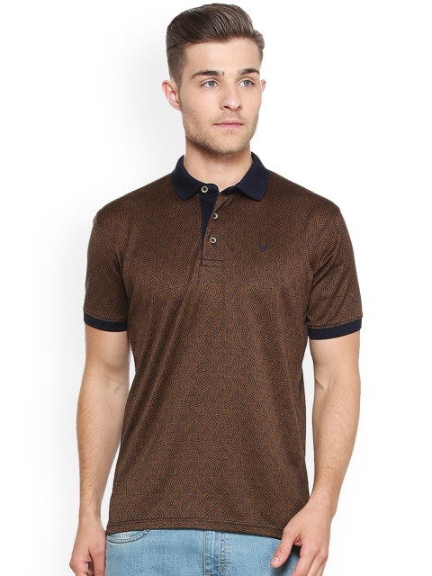 

Allen Solly Men Brown Self Design Polo Collar T-shirt