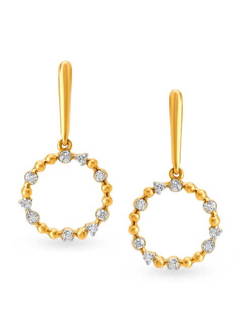 

Mia by Tanishq 14-Karat Gold Diamond Drop Earrings, Yellow