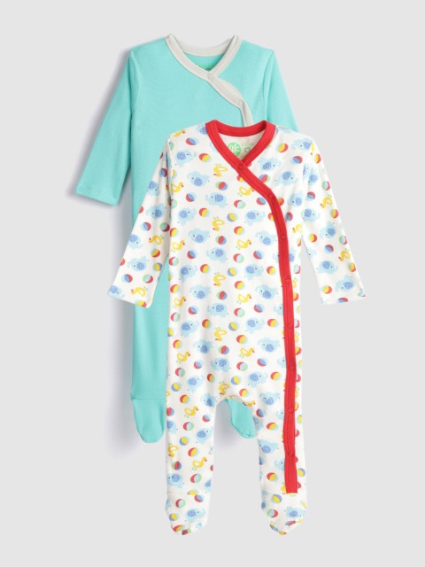 

YK Kids Pack of 2 Organic Cotton Sleepsuits, White