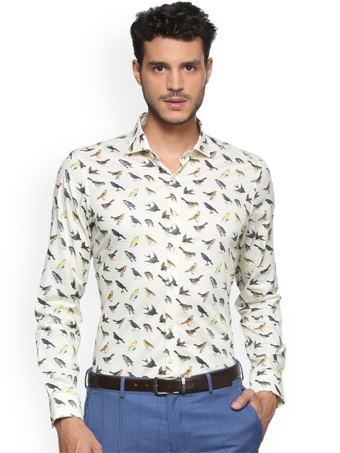 

SIMON CARTER LONDON Men Off-White Slim Fit Printed Semiformal Shirt