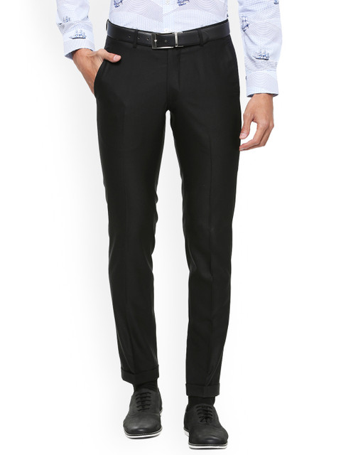 

SIMON CARTER LONDON Men Black Slim Fit Solid Formal Trousers