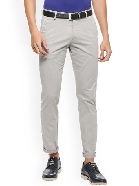 

SIMON CARTER LONDON Men Grey Slim Fit Solid Regular Trousers