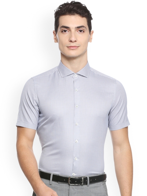 

SIMON CARTER LONDON Men Grey Slim Fit Checked Semiformal Shirt