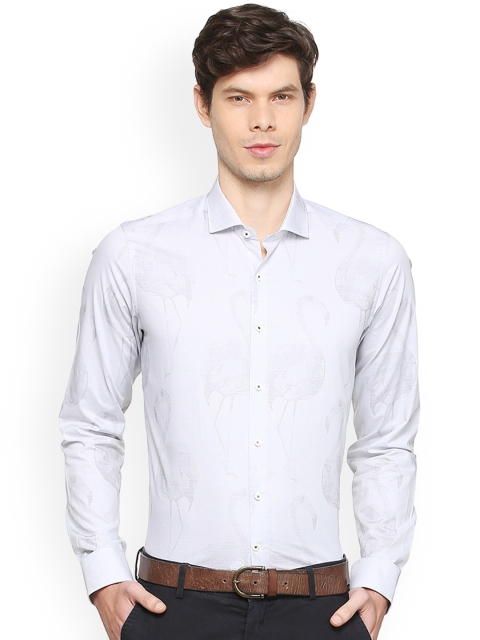 

SIMON CARTER LONDON Men White Slim Fit Printed Semiformal Shirt