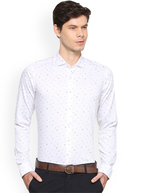 

SIMON CARTER LONDON Men White Slim Fit Printed Semiformal Shirt