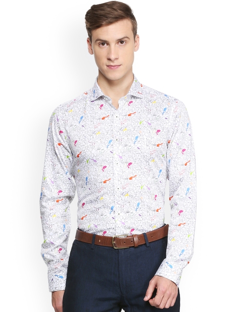 

SIMON CARTER LONDON Men White Slim Fit Printed Casual Shirt