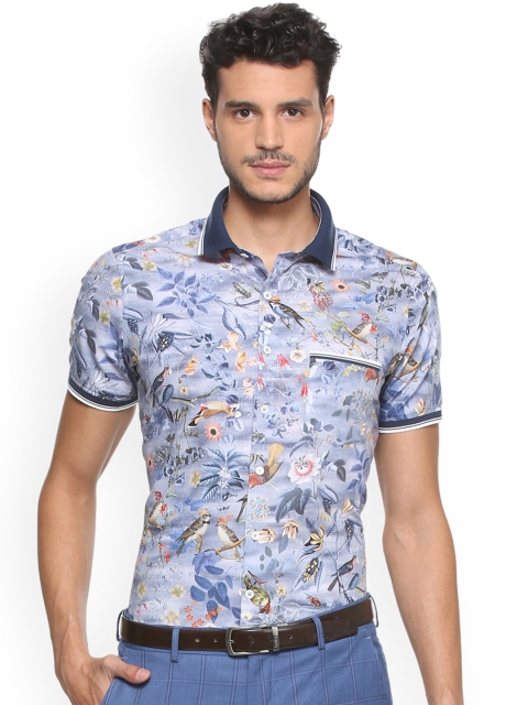 

SIMON CARTER LONDON Men Blue Slim Fit Printed Casual Shirt