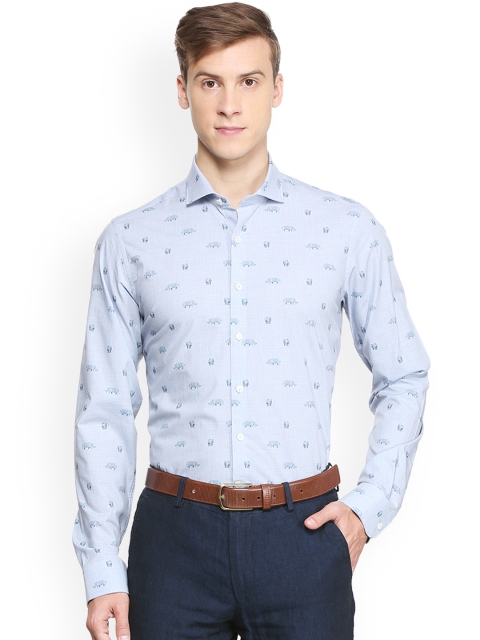 

SIMON CARTER LONDON Men Blue Slim Fit Printed Semiformal Shirt