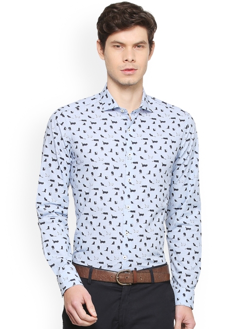 

SIMON CARTER LONDON Men Blue Slim Fit Printed Formal Shirt
