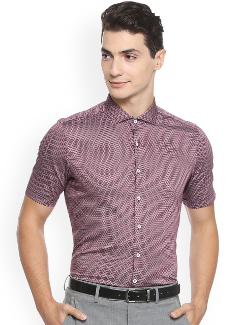 

SIMON CARTER LONDON Men Maroon Slim Fit Printed Semiformal Shirt