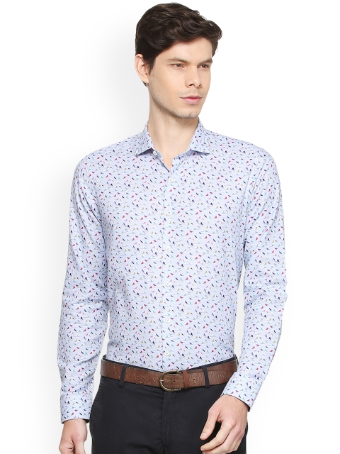 

SIMON CARTER LONDON Men Blue Slim Fit Printed Formal Shirt