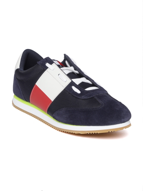 

Tommy Hilfiger Men Navy Blue & White Colourblocked Sneakers