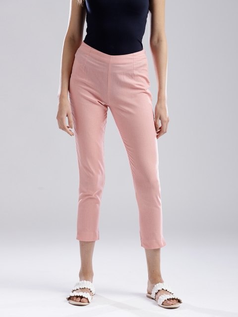 

W Women Pink Regular Fit Solid Cropped Trousers